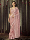 Baby Pink Art Silk Heavy Embroidered Designer Saree