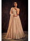 Peach Real Georgette Designer Gown Style Suit