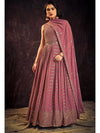 Mauve Real Georgette Designer Gown Style Suit