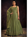 Green Real Georgette Designer Gown Style Suit
