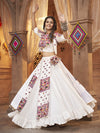 White Koti Style Viscose Rayon Embroidered Designer Navratri Special Lehenga