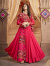 Rani and Pink Koti Style Viscose Rayon Embroidered Designer Navratri Special Lehenga