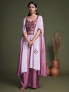 Pink Koti Style Silk and Georgette Embroidered Palazo Suit