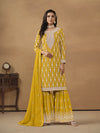 Lemon Yellow Georgette Embroidered Palazo Suit