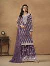 Dusty Purple Georgette Embroidered Palazo Suit
