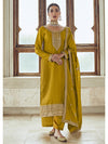 Mustard Yellow Premium Silk Embroidered Pant Style Suit