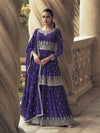 Violet Real Georgette Gharara Style Embroidered Suit