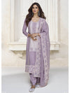 Pastel Purple Organza Silk Embroidered Pant Style Suit