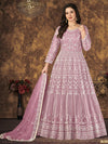 Dusty Pink Butterfly Net Embroidered Anarkali Suit