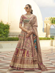 Multicolour Rajwadi Silk Mirror work Bridal Designer Lehenga