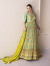 Pastel Green Georgette and Chinon Silk Gown Style Party Wear Suit
