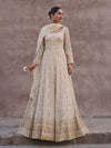 Cream Georgette Gown Style Party Wear Suit