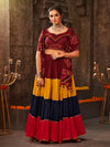 Multicolour Rayon Embroidered Designer Navratri Special Lehenga