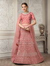 Dusty Pink Net Heavy Embroidered Lehenga Choli