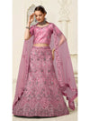 Lilac Net Heavy Embroidered Lehenga Choli