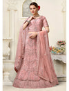 Dusty Pink Net Heavy Embroidered Lehenga Choli