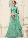 Sea Green Net Heavy Embroidered Lehenga Choli