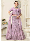 Lilac Net Heavy Embroidered Lehenga Choli