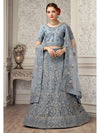 Dusty Grey Net Heavy Embroidered Lehenga Choli