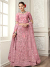 Dusty Pink Net Heavy Embroidered Lehenga Choli