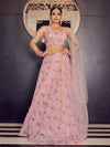 Baby Pink Georgette Embroidered Designer Lehenga