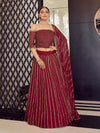 Maroon Georgette Embroidered Designer Lehenga