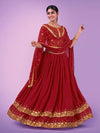 Red Georgette Embroidered Designer Lehenga