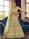 Lime Yellow Crepe Embroidered Lehenga