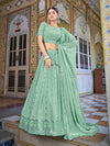 Pista Green Georgette Embroidered Designer Lehenga Choli