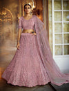 Pink Soft Net Heavy Embroidered Lehenga - myracouture