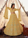 Musturd Yellow Embroidered Organza Lehenga - myracouture