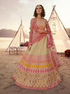 Beige Embroidered Organza Lehenga - myracouture