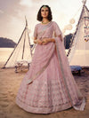 Baby Pink Embroidered Organza Lehenga - myracouture