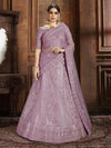 Purple Soft Net Heavy Embroidered Lehenga - myracouture