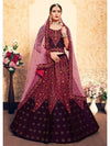 Brown Satin Embroidered Lehenga - myracouture