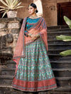 Skyblue Satin Embroidered Lehenga - myracouture