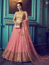 Pink Heavy Embroidered Net Lehenga - myracouture