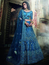 Kerosene Blue Art Silk Embroidered Lehenga - myracouture