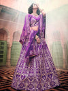 Wine Art Silk Embroidered Lehenga - myracouture