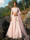 Baby Pink Net Heavy Embroidered Lehenga - myracouture