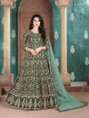 Green Georgette Embroidered Anarkali Suit - myracouture