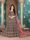 Maroon Georgette Embroidered Anarkali Suit - myracouture