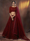 Maroon Embroidered Soft Net Lehenga - myracouture