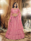 Dusty Pink Heavy Embroidered Net bridal Lehenga - myracouture