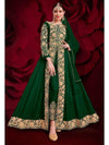 Green Georgette Embroidered Anarkali Pant Style Suit - myracouture