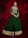 Green Georgette Embroidered Anarkali Pant Style Suit - myracouture