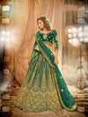 Rama Green Heavy Embroidered Net Lehenga - myracouture