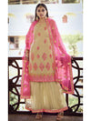 Beige Heavy Embroidered Gharara Suit - myracouture
