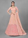 Peach Heavy Embroidered Soft Net bridal Lehenga - myracouture