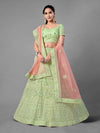 Pista Heavy Embroidered Soft Net bridal Lehenga - myracouture